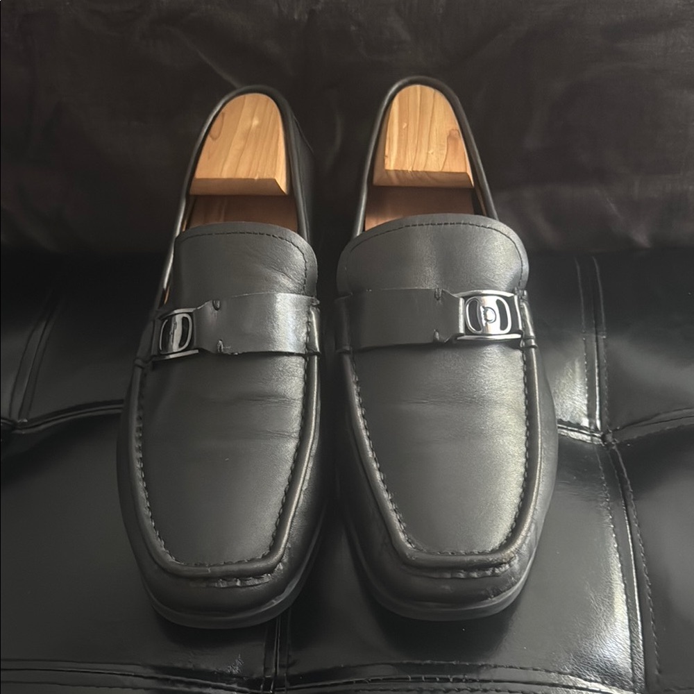 Salvatore Ferragamo Black Leather Loafers Slip-On